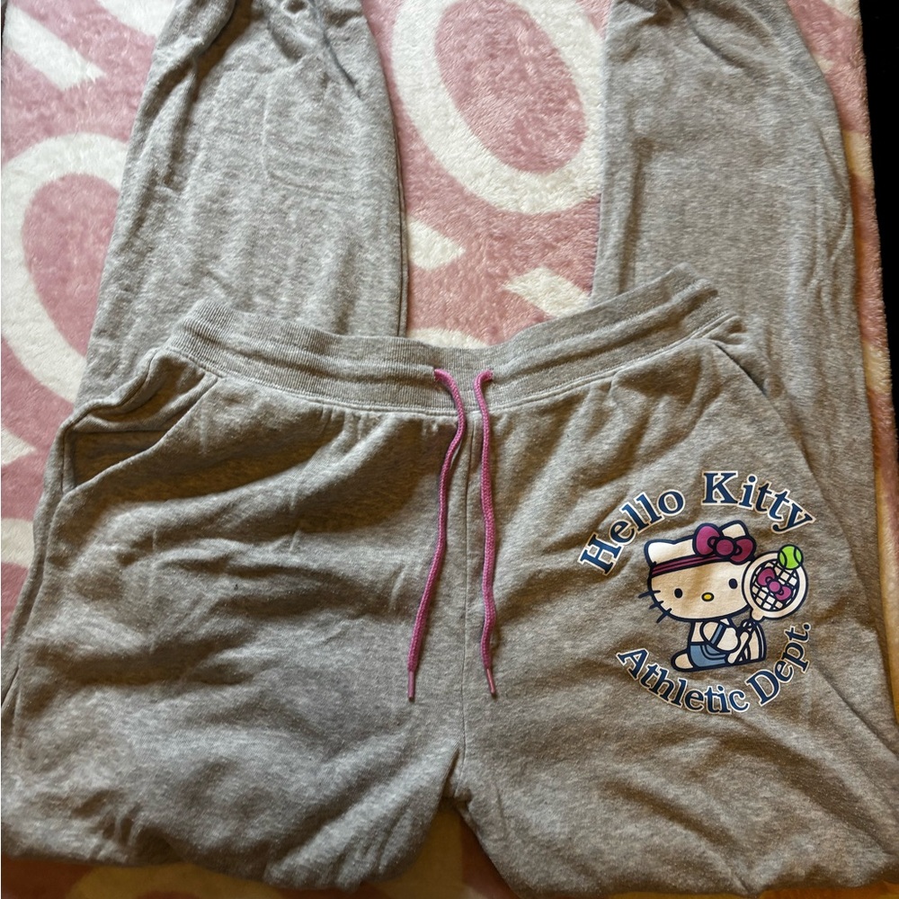 Hello Kitty Gray Joggers with Pink Drawstring